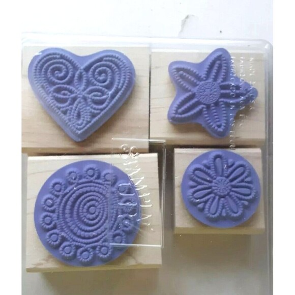 Stampin' Up! "Polka Dot Punches" Stamp Set Wood Mount Never Used Boho Bindi Look - Picture 2 of 5